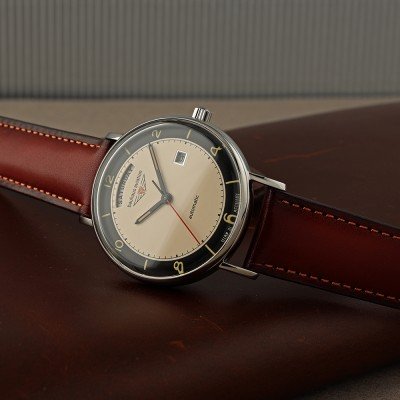 Bauhaus Aviation Orologio Uomo Tornado – Cronografo In Acciaio Inox, Cinturino In Pelle Nera, Quadrante Nero, Vetro Minerale, 5 ATM