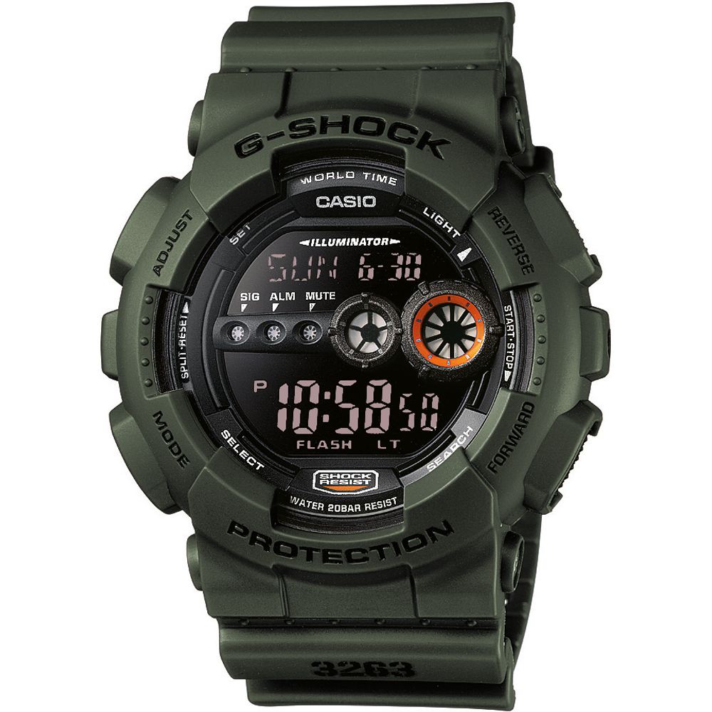 Orologio G-Shock Classic Style GD-100MS-3ER World Time - Military Stealth