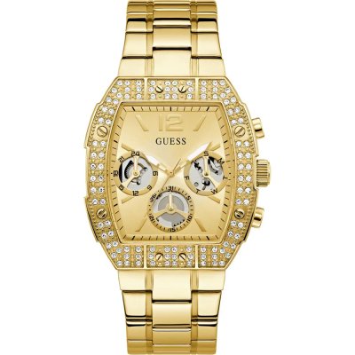 Guess Orologio Uomo W1100G2 – Cassa Oro E Cinturino Pelle Blu, Quarzo 44 Mm
