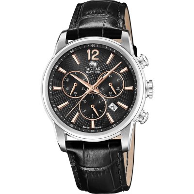 JAGUAR Acamar Orologio Uomo 44mm - Cassa Argento E Cinturino In Pelle Marrone - Eleganza Sportiva