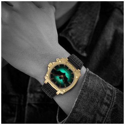 Police Orologio Uomo PEWGD0022604 – Quarzo, Cinturino In Pelle Rossa, Cassa In Acciaio, Quadrante Nero, 45mm, Impermeabile 50m