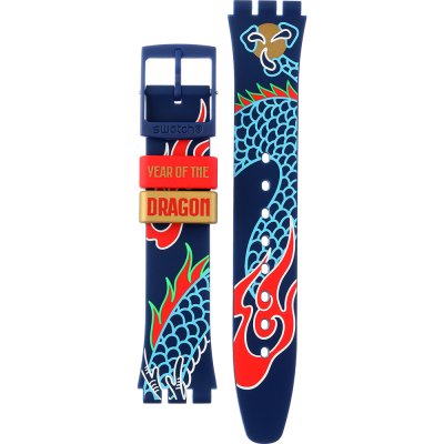 Cinturino Swatch Plastic - Originals Medium (34mm) /Access/Solar/Musicall/Stop - G/SK/SL/SR/SS/SO28 ASO28Z125 Dragon in waves