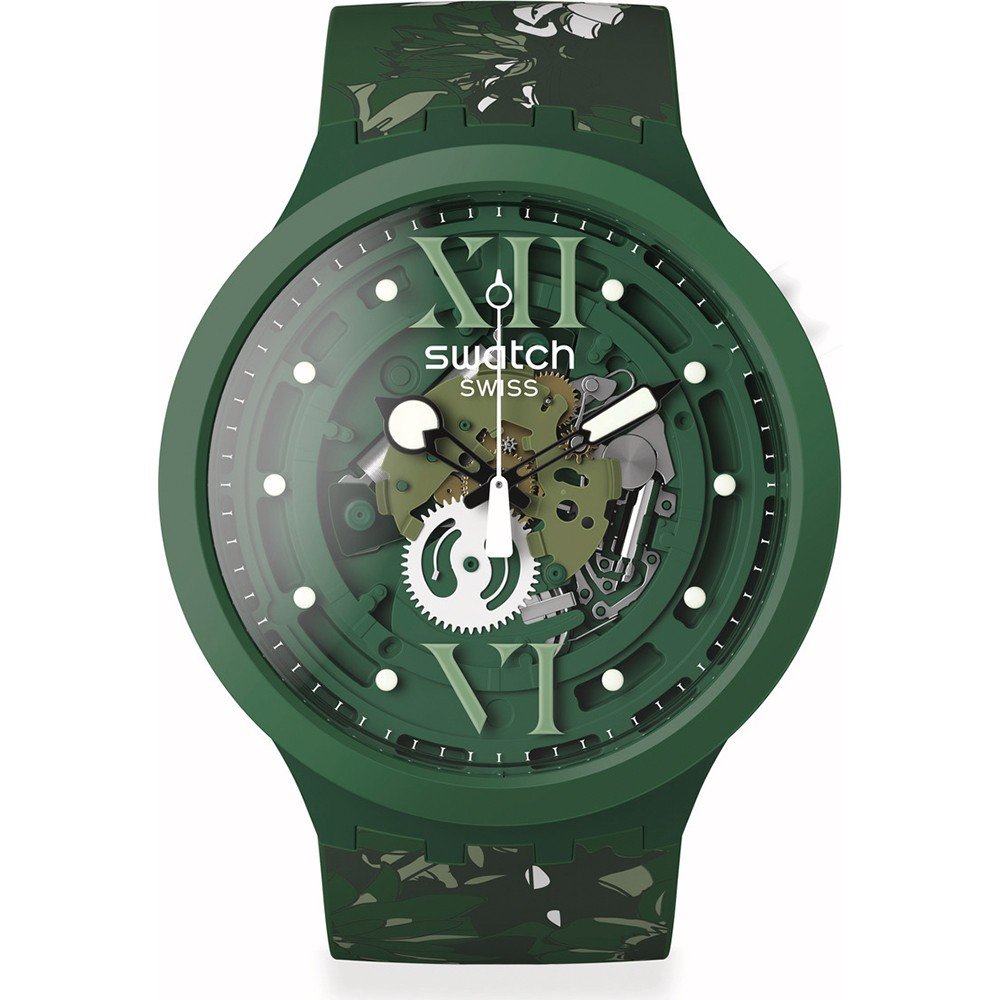 Orologio Swatch Big Bold SB05G104 Camoflower Green